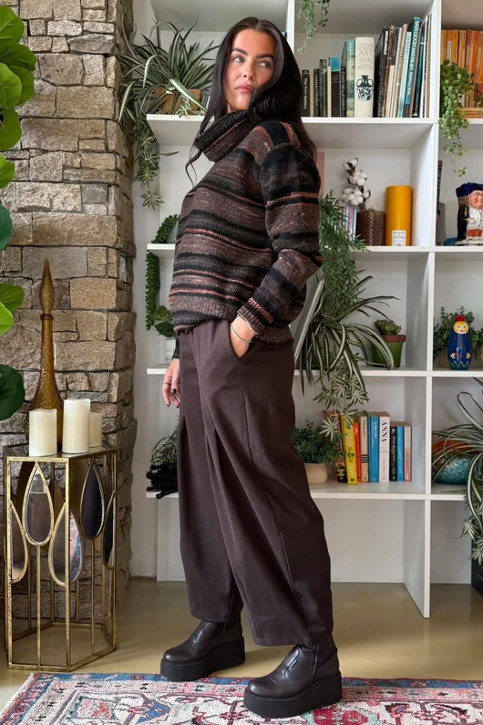 Braemar Stripey Knit Chocolate